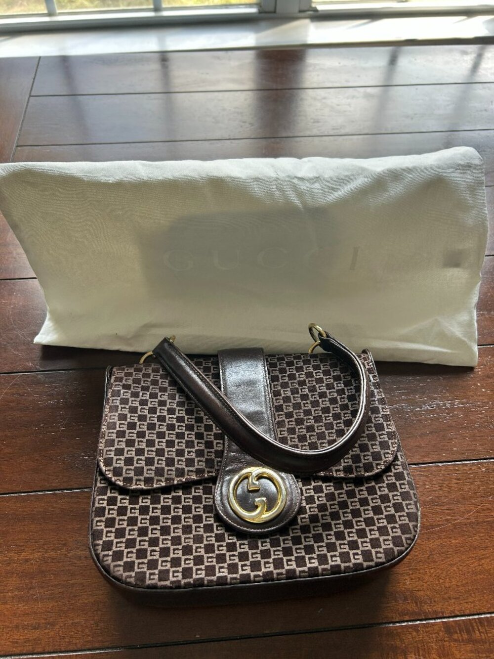 Vintage Gucci Brown GG Shoulder Bag